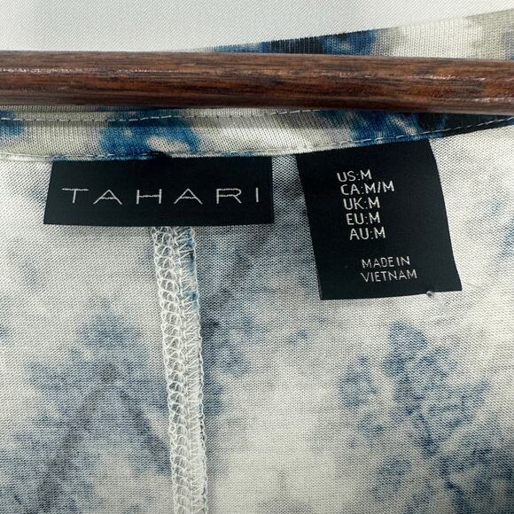 Tahari Dolman Sleeve Blouse Snake Print Hi-Low Medium Blue Gray Y2K Casual Basic - Picture 5 of 5